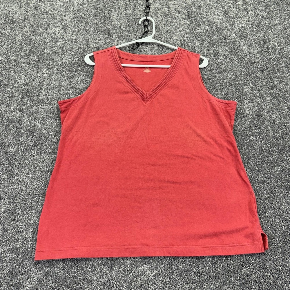 Northcrest Tank Top Womens XL Red Sleeveless V Neck Jersey Casual Stretch